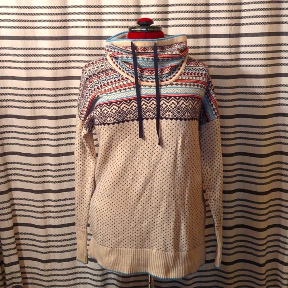 Eddie Bauer Cowl-Neck Fair Isle-Style Sweater